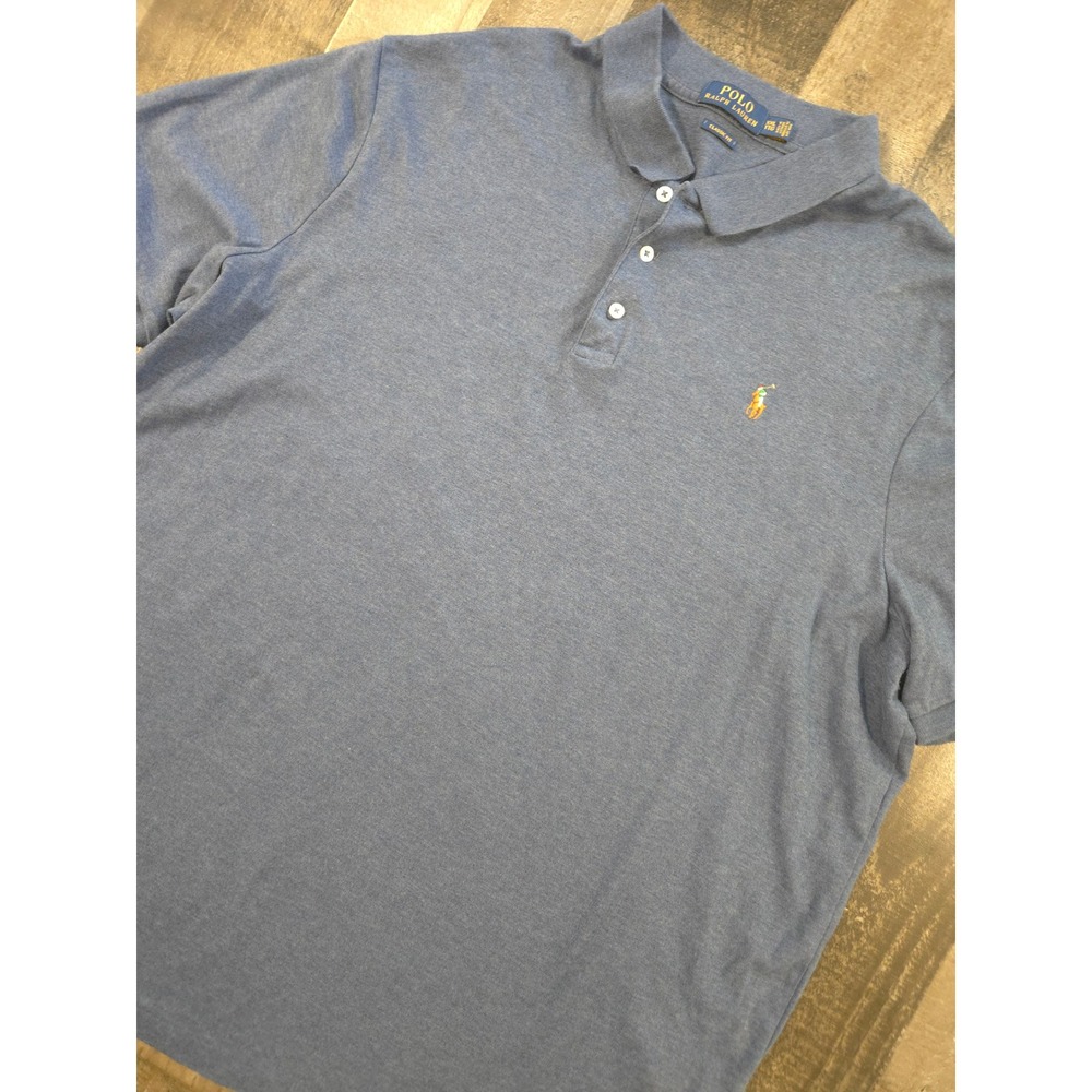 Polo Ralph Lauren Mens XXL Classic Fit Short Sleeve Polo Shirt Heather Blue